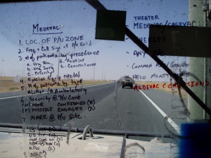 MEDIVAC request Windshield displaying medevac reporting procedures